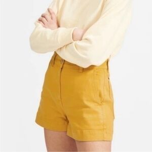 Everlane Womens High Rise Cotton Twill Shorts in Marigold Yellow Size 2